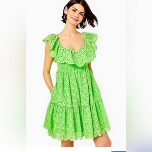 Lilly Pulitzer Asteria, Daisy Dreams Eyelet, Babydoll Dress, Cabana Green